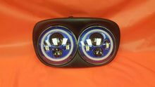 Load image into Gallery viewer, DUAL 7&quot; BLUE DAYMAKER BLUE HALO LED ROAD GLIDE Black Light Bulb Headlight Motorcycle Harley Bezel