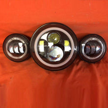 Load image into Gallery viewer, 7&quot; DAYMAKER White HALO Headlight Dual 4.5&quot; - 4 1/2&quot; HALO Auxiliary AUX Black Spot Passing LED Fog Lights Bulb Harley SET