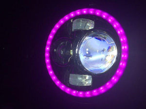 7" DAYMAKER Black Angel Eye PINK HALO Projector HID LED Light Bulb Headlight Motorcycle Harley