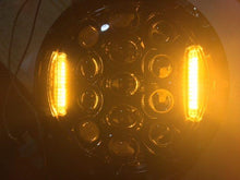 Load image into Gallery viewer, 7&quot; DAYMAKER 75W BLACK Projector HID LED Light Bulb Headlight Motorcycle Harley with ORANGE HALO