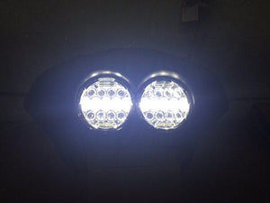 DUAL 7" DAYMAKER 2014  75 WATT LED Replacement ROAD GLIDE Chrome Light Bulb Headlight Harley Bezel