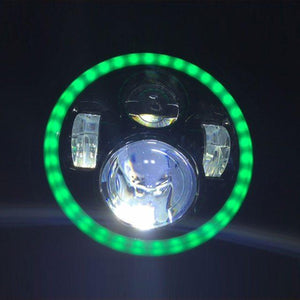 7" DAYMAKER Black Angel Eye GREEN HALO Projector HID LED Light Bulb Headlight Motorcycle Harley