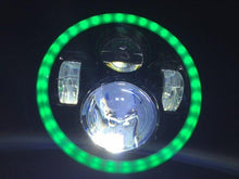 Load image into Gallery viewer, 7&quot; DAYMAKER Black Angel Eye GREEN HALO LED Light Bulb Headlight Motorcycle Kawasaki Vulcan Nomad 1500 / 1600