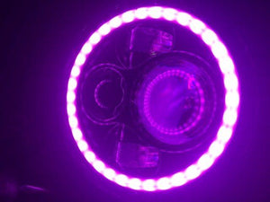 7" DAYMAKER Black Angel Eye PINK HALO Projector HID LED Light Bulb Headlight Motorcycle Harley
