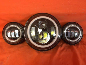 7" DAYMAKER Pink HALO Headlight Dual 4.5" - 4 1/2" PINK HALO Auxiliary AUX Black Spot Passing LED Fog Lights Bulb Harley SET