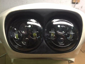 DUAL 7" DAYMAKER 2014  HID LED Replacement ROAD GLIDE Black Light Bulb Headlight Motorcycle Harley Bezel