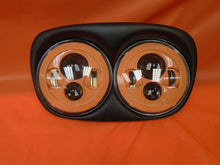 Load image into Gallery viewer, DUAL 7&quot; ORANGE DAYMAKER LED ROAD GLIDE Black Light Bulb Headlight Motorcycle Harley Bezel