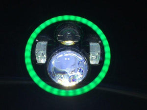 7" DAYMAKER Black Angel Eye GREEN HALO Projector HID LED Light Bulb Headlight Motorcycle Harley
