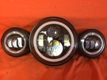Load image into Gallery viewer, 7&quot; DAYMAKER Red HALO Headlight Dual 4.5&quot; - 4 1/2&quot; HALO Auxiliary AUX Black Spot Passing LED Fog Lights Bulb Harley SET