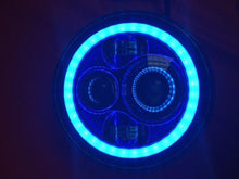 Load image into Gallery viewer, 7&quot; DAYMAKER Kawasaki Vulcan Nomad 800 Chrome With Blue Halo HID LED Light Bulb Headlight Motorcycle