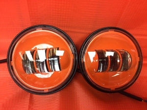 4.5" Auxiliary DAYMAKER ORANGE Spot Passing HID LED Fog Lights Bulb Motorcycle Harley AUX PAIR 4-1/2"