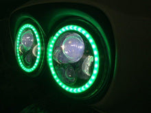 Load image into Gallery viewer, DUAL 7&quot; DAYMAKER 2014  GREEN HALO LED Replacement ROAD GLIDE Black Light Bulb Headlight Harley Bezel