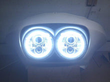 Load image into Gallery viewer, DUAL 7&quot; DAYMAKER 2014  WHITE HALO LED Replacement ROAD GLIDE Black Light Bulb Headlight Harley Bezel