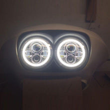 Load image into Gallery viewer, DUAL 7&quot; DAYMAKER WHITE HALO LED Replacement ROAD GLIDE Chrome Light Bulb Headlight Motorcycle Harley Bezel