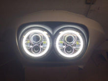 Load image into Gallery viewer, DUAL 7&quot; DAYMAKER 2014  WHITE HALO LED Replacement ROAD GLIDE Chrome Light Bulb Headlight Harley Bezel