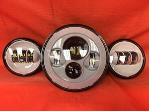 7" DAYMAKER WHITE Headlight Dual White 4.5" - 4 1/2" Auxiliary AUX Spot Passing LED Fog Lights Bulb Harley SET