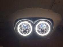Load image into Gallery viewer, DUAL 7&quot; DAYMAKER 2014  WHITE HALO LED Replacement ROAD GLIDE Chrome Light Bulb Headlight Harley Bezel