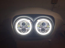 Load image into Gallery viewer, DUAL 7&quot; DAYMAKER 2014  WHITE HALO LED Replacement ROAD GLIDE Chrome Light Bulb Headlight Harley Bezel