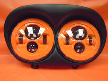 Load image into Gallery viewer, DUAL 7&quot; ORANGE DAYMAKER 2014  LED ROAD GLIDE Black Light Bulb Headlight Harley Bezel