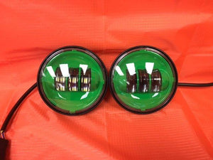 4.5" Auxiliary DAYMAKER GREEN Spot Passing HID LED Fog Lights Bulb Motorcycle Harley AUX PAIR 4-1/2"