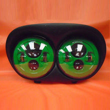 Load image into Gallery viewer, DUAL 7&quot; GREEN DAYMAKER 2014  LED ROAD GLIDE Black Light Bulb Headlight Harley Bezel