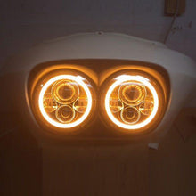 Load image into Gallery viewer, DUAL 7&quot; DAYMAKER ORANGE HALO LED Replacement ROAD GLIDE Black Light Bulb Headlight Motorcycle Harley Bezel