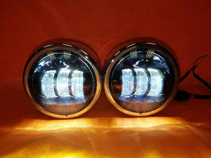 Harley Chrome Dual Twin DAYMAKER Headlights with Bracket Light Bar for FAT BOB STREET BOB DYNA