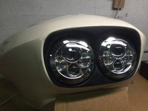 DUAL 7" DAYMAKER 2014  HID LED Replacement ROAD GLIDE Chrome Light Bulb Headlight Harley Bezel