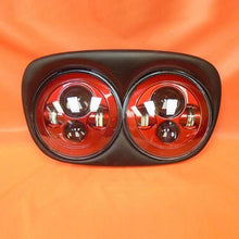 Load image into Gallery viewer, DUAL 7&quot; RED DAYMAKER 2014  LED ROAD GLIDE Black Light Bulb Headlight Harley Bezel