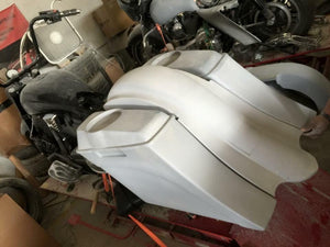 Victory Kingpin / Highball / Judge 6" Extended Hard Saddlebags Out & Down Bags Lids Rear Fender Dual Cut Out Lids