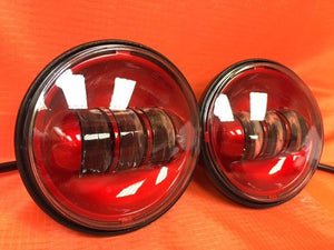 4.5" Auxiliary DAYMAKER RED Spot Passing HID LED Fog Lights Bulb Motorcycle Harley AUX PAIR 4-1/2"