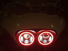 Load image into Gallery viewer, DUAL 7&quot; DAYMAKER 2014  RED HALO LED Replacement ROAD GLIDE Chrome Light Bulb Headlight Harley Bezel