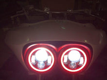 Load image into Gallery viewer, DUAL 7&quot; DAYMAKER RED HALO LED Replacement ROAD GLIDE Chrome Light Bulb Headlight Motorcycle Harley Bezel
