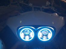 Load image into Gallery viewer, DUAL 7&quot; DAYMAKER 2014  BLUE HALO LED Replacement ROAD GLIDE Chrome Light Bulb Headlight Harley Bezel