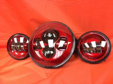 Load image into Gallery viewer, 7&quot; DAYMAKER RED Headlight Red Dual 4.5&quot; - 4 1/2&quot; Auxiliary AUX Spot Passing LED Fog Lights Bulb Harley SET