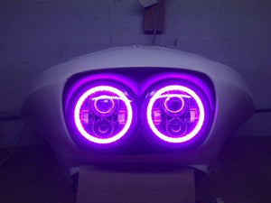 DUAL 7" DAYMAKER 2014  PINK HALO LED Replacement ROAD GLIDE Chrome Light Bulb Headlight Harley Bezel