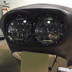 DUAL 7" DAYMAKER 2014  75 WATT LED Replacement ROAD GLIDE Black Light Bulb Headlight Motorcycle Harley Bezel