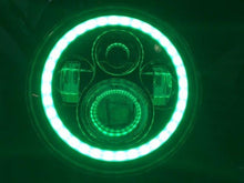 Load image into Gallery viewer, 7&quot; DAYMAKER Black Angel Eye GREEN HALO Projector HID LED Light Bulb Headlight Motorcycle Harley