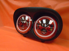 Load image into Gallery viewer, DUAL 7&quot; RED DAYMAKER 2014  RED HALO LED ROAD GLIDE Black Light Bulb Headlight Harley Bezel