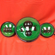 Load image into Gallery viewer, 7&quot; DAYMAKER GREEN Headlight Green Dual 4.5&quot; - 4 1/2&quot; Auxiliary AUX Spot Passing LED Fog Lights Bulb Harley SET