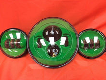 Load image into Gallery viewer, 7&quot; DAYMAKER GREEN Headlight Green Dual 4.5&quot; - 4 1/2&quot; Auxiliary AUX Spot Passing LED Fog Lights Bulb Harley SET