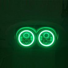Load image into Gallery viewer, DUAL 7&quot; DAYMAKER 2014  GREEN HALO LED Replacement ROAD GLIDE Black Light Bulb Headlight Harley Bezel