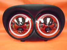 Load image into Gallery viewer, DUAL 7&quot; RED DAYMAKER 2014  RED HALO LED ROAD GLIDE Black Light Bulb Headlight Harley Bezel