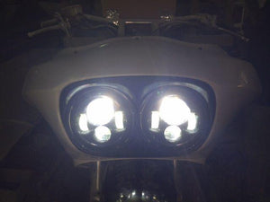 DUAL 7" DAYMAKER 2014  HID LED Replacement ROAD GLIDE Black Light Bulb Headlight Motorcycle Harley Bezel