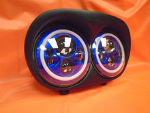 Load image into Gallery viewer, DUAL 7&quot; BLUE DAYMAKER 2014  BLUE HALO LED ROAD GLIDE Black Light Bulb Headlight Harley Bezel