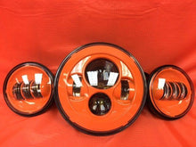 Load image into Gallery viewer, 7&quot; DAYMAKER ORANGE Headlight Orange Dual 4.5&quot; - 4 1/2&quot; Auxiliary AUX Spot Passing LED Fog Lights Bulb Harley SET