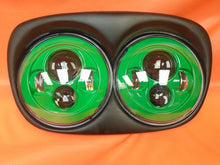 Load image into Gallery viewer, DUAL 7&quot; GREEN DAYMAKER LED ROAD GLIDE Black Light Bulb Headlight Motorcycle Harley Bezel