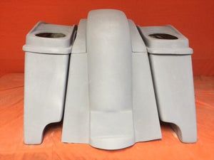 Honda VTX 1300 / 1800 4" Extended Stretched Saddlebags Rear Fender Dual Cut Outs Dual 6 X 9 Speaker Lids