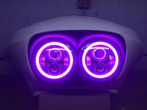 DUAL 7" DAYMAKER 2014  PINK HALO LED Replacement ROAD GLIDE Chrome Light Bulb Headlight Harley Bezel