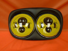Load image into Gallery viewer, DUAL 7&quot; YELLOW DAYMAKER LED ROAD GLIDE Black Light Bulb Headlight Motorcycle Harley Bezel